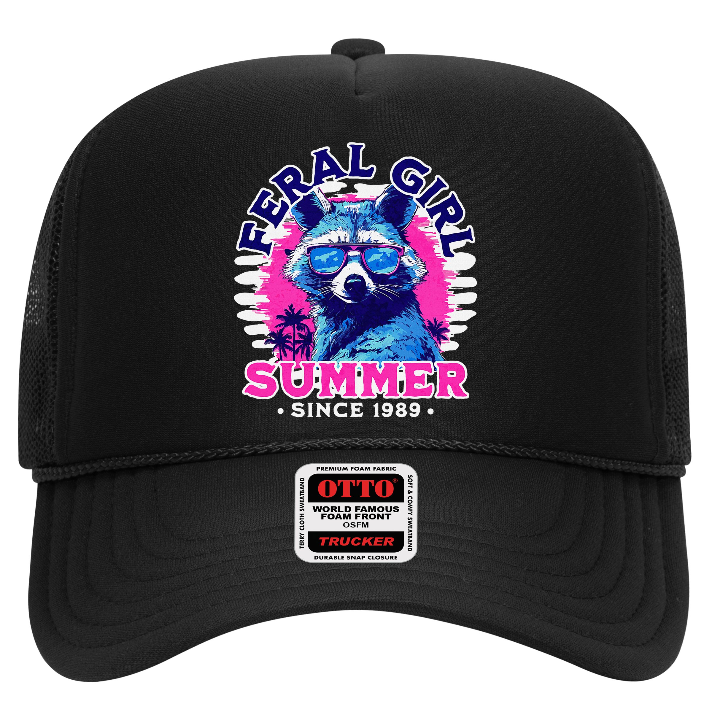 Feral Girl Racoon Summer Beach Sun Vibes Hat