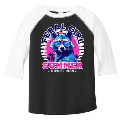 Feral Girl Racoon Summer Beach Sun Vibes Toddler Fine Jersey T-Shirt