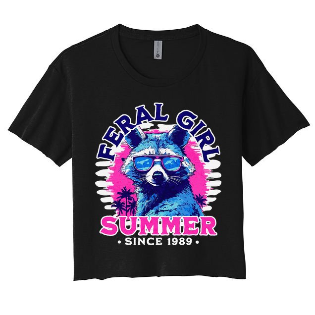 Feral Girl Racoon Summer Beach Sun Vibes Crop Top