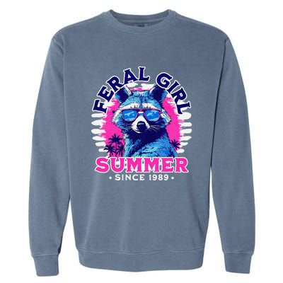 Feral Girl Racoon Summer Beach Sun Vibes Garment-Dyed Sweatshirt