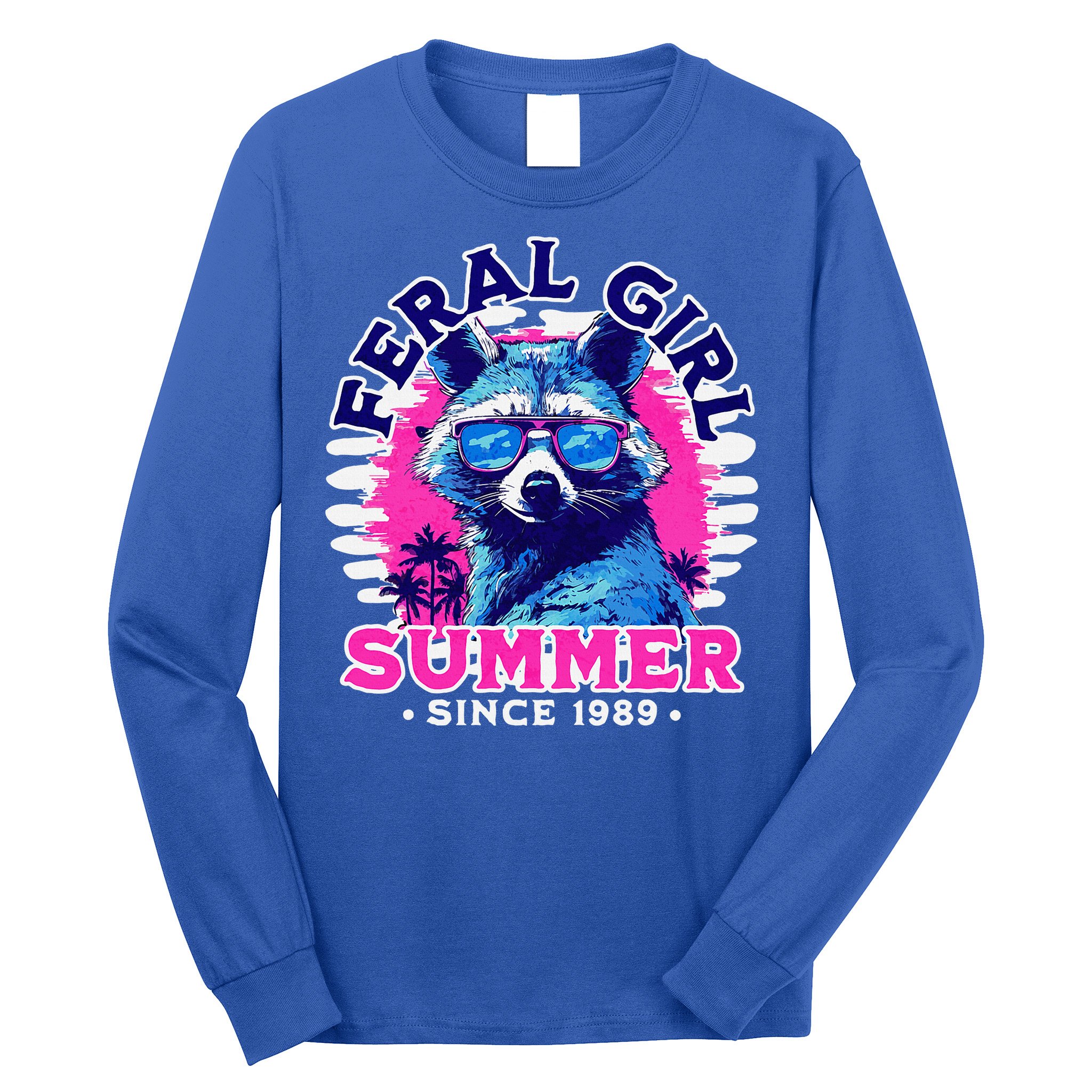 Feral Girl Racoon Summer Beach Sun Vibes Long Sleeve Shirt