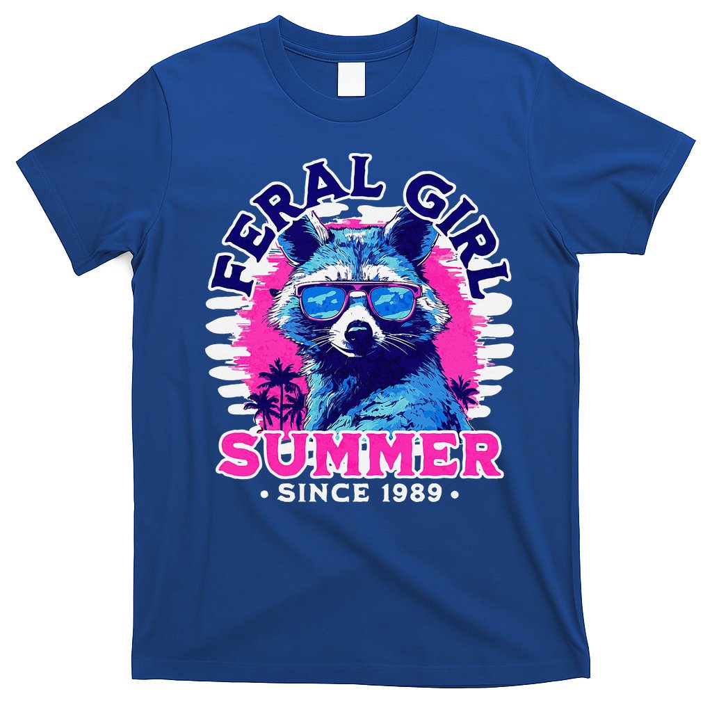 Feral Girl Racoon Summer Beach Sun Vibes T-Shirt