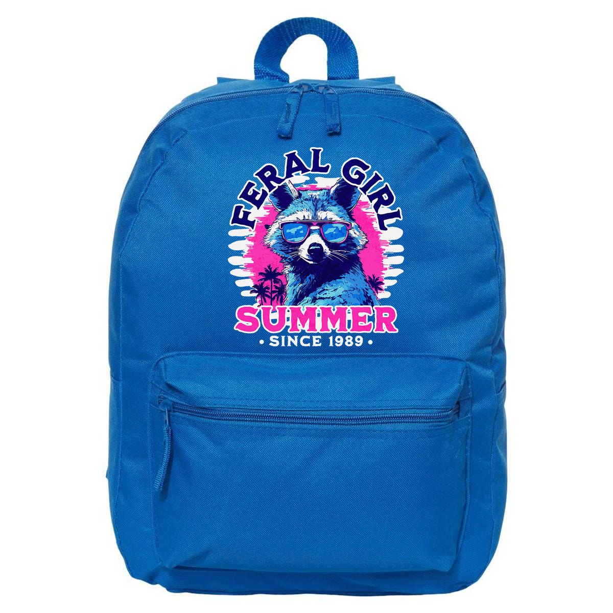 Feral Girl Racoon Summer Beach Sun Vibes 16 in Basic Backpack