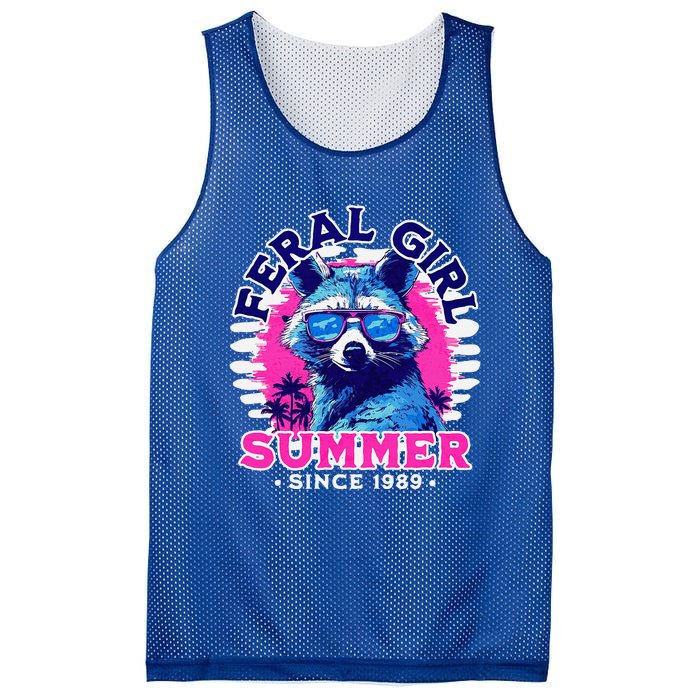 Feral Girl Racoon Summer Beach Sun Vibes Mesh Reversible Basketball Jersey Tank