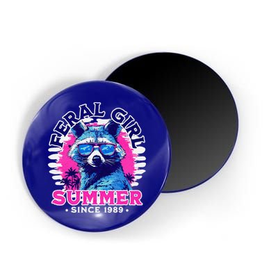 Feral Girl Racoon Summer Beach Sun Vibes Magnet