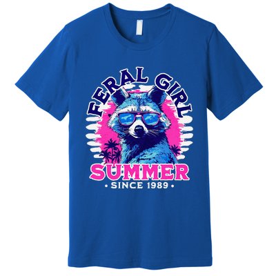 Feral Girl Racoon Summer Beach Sun Vibes Premium T-Shirt