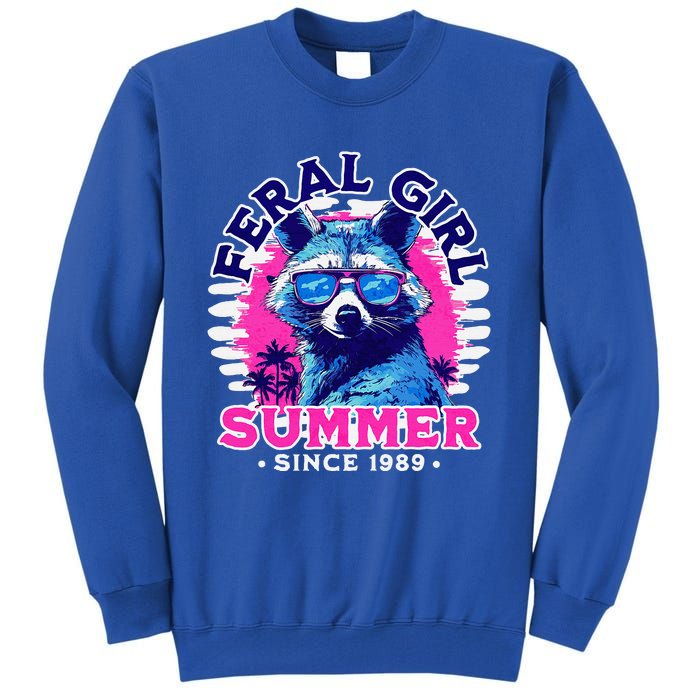 Feral Girl Racoon Summer Beach Sun Vibes Tall Sweatshirt