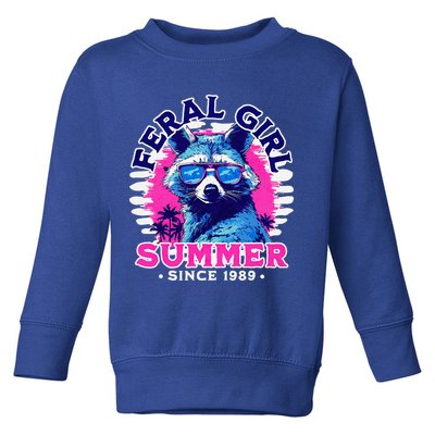 Feral Girl Racoon Summer Beach Sun Vibes Toddler Sweatshirt