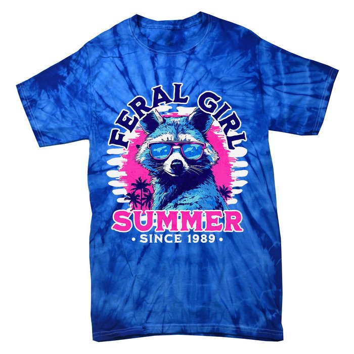 Feral Girl Racoon Summer Beach Sun Vibes Tie-Dye T-Shirt