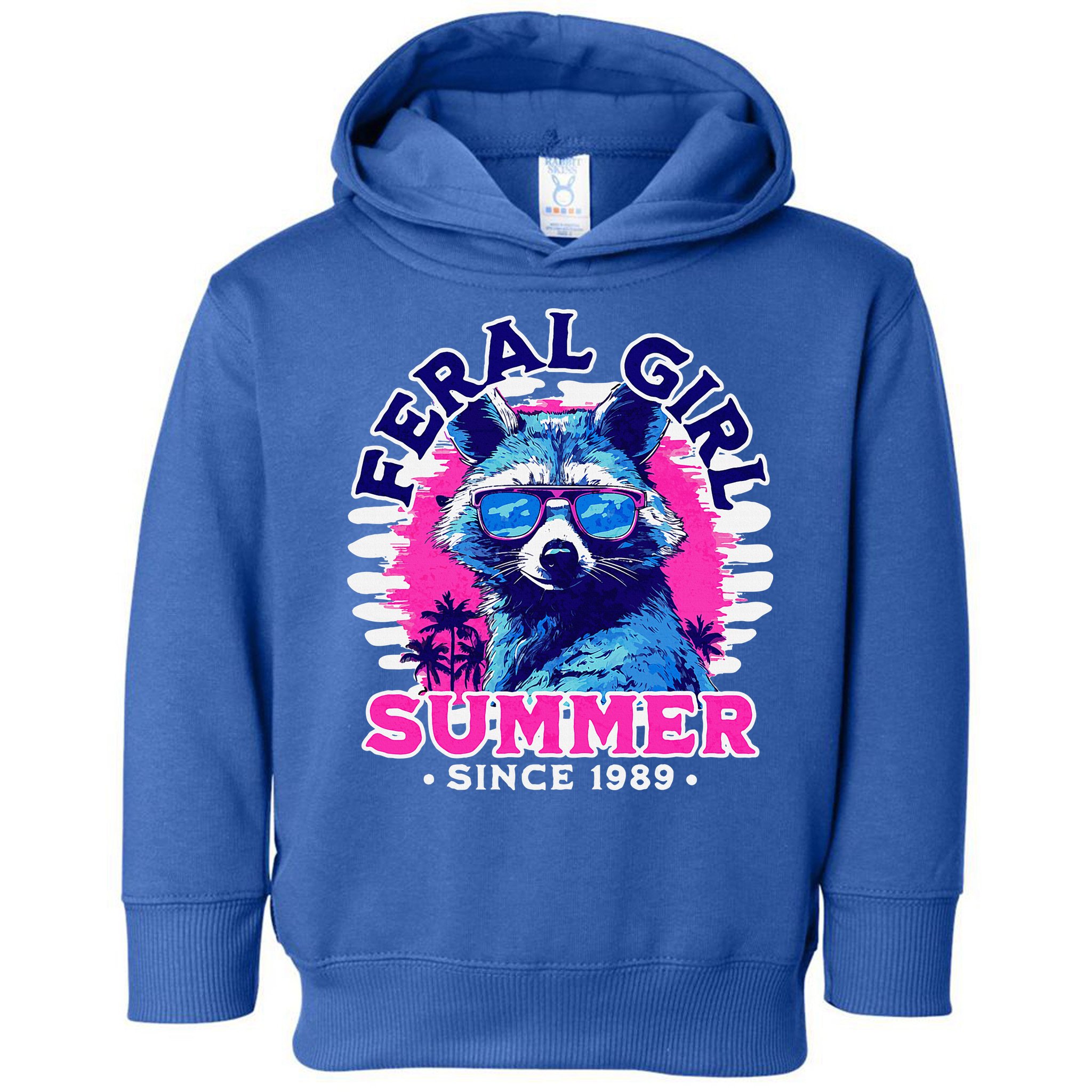 Feral Girl Racoon Summer Beach Sun Vibes Toddler Hoodie
