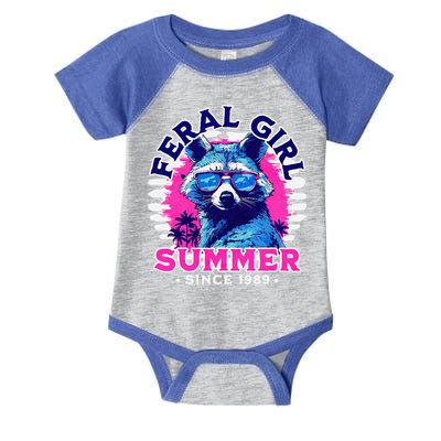 Feral Girl Racoon Summer Beach Sun Vibes Infant Baby Jersey Bodysuit