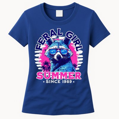 Feral Girl Racoon Summer Beach Sun Vibes Womens T-Shirt
