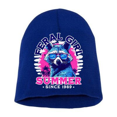 Feral Girl Racoon Summer Beach Sun Vibes Short Acrylic Beanie