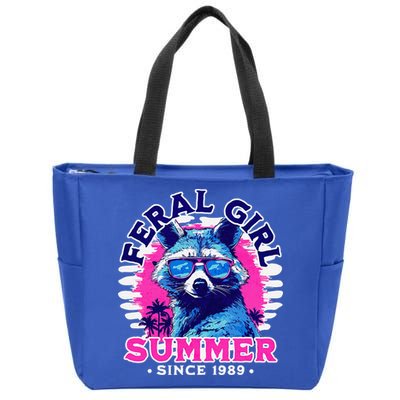 Feral Girl Racoon Summer Beach Sun Vibes Zip Tote Bag
