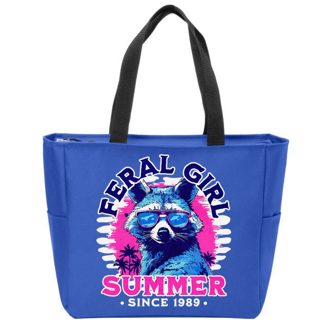 Feral Girl Racoon Summer Beach Sun Vibes Zip Tote Bag