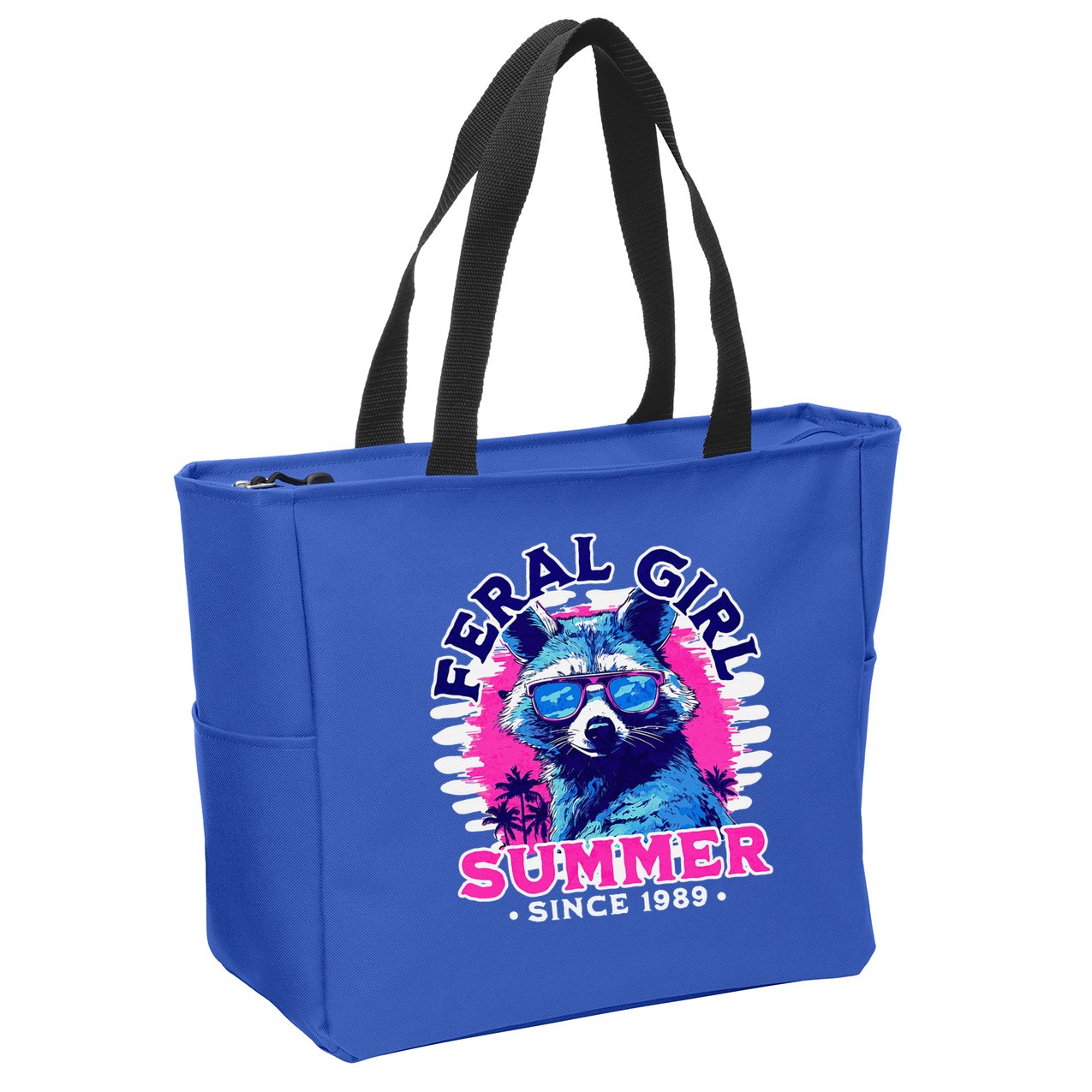 Feral Girl Racoon Summer Beach Sun Vibes Zip Tote Bag