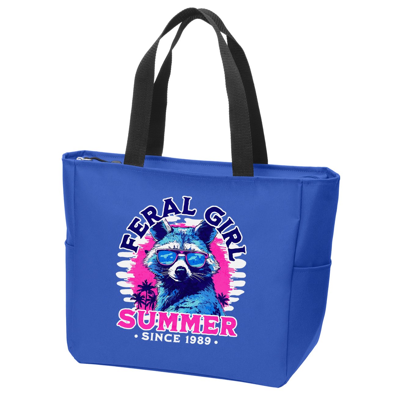 Feral Girl Racoon Summer Beach Sun Vibes Zip Tote Bag