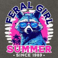 Feral Girl Racoon Summer Beach Sun Vibes Cotton Canvas Backpack