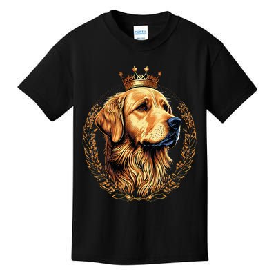 Funny Golden Retriever with a Golden Crown Kids T-Shirt