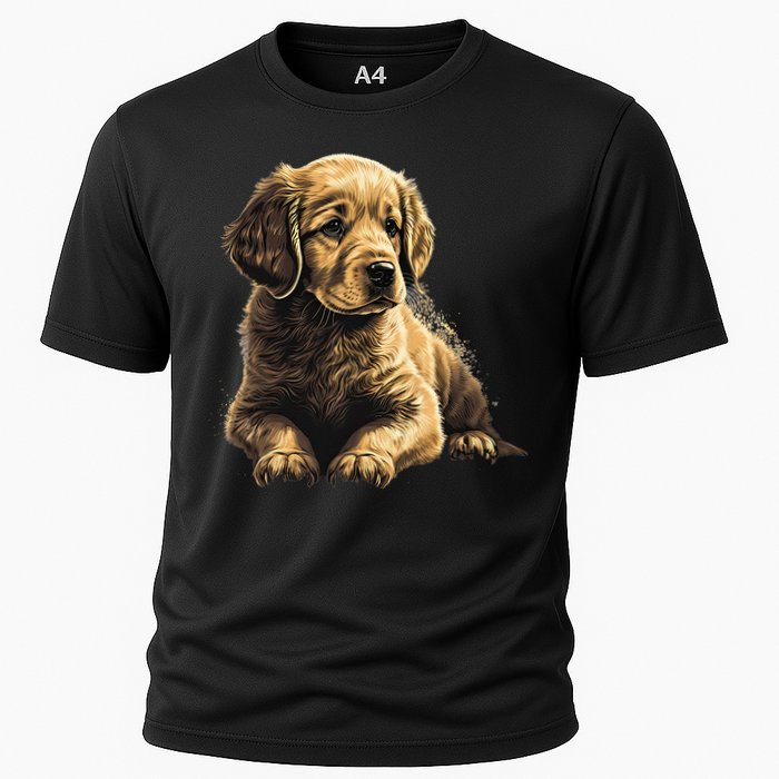 Funny Golden Retriever Puppy Puppies Cooling Performance Crew T-Shirt