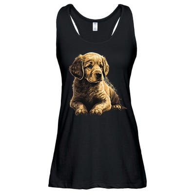 Funny Golden Retriever Puppy Puppies Ladies Essential Flowy Tank