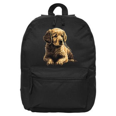Funny Golden Retriever Puppy Puppies 16 in Basic Backpack