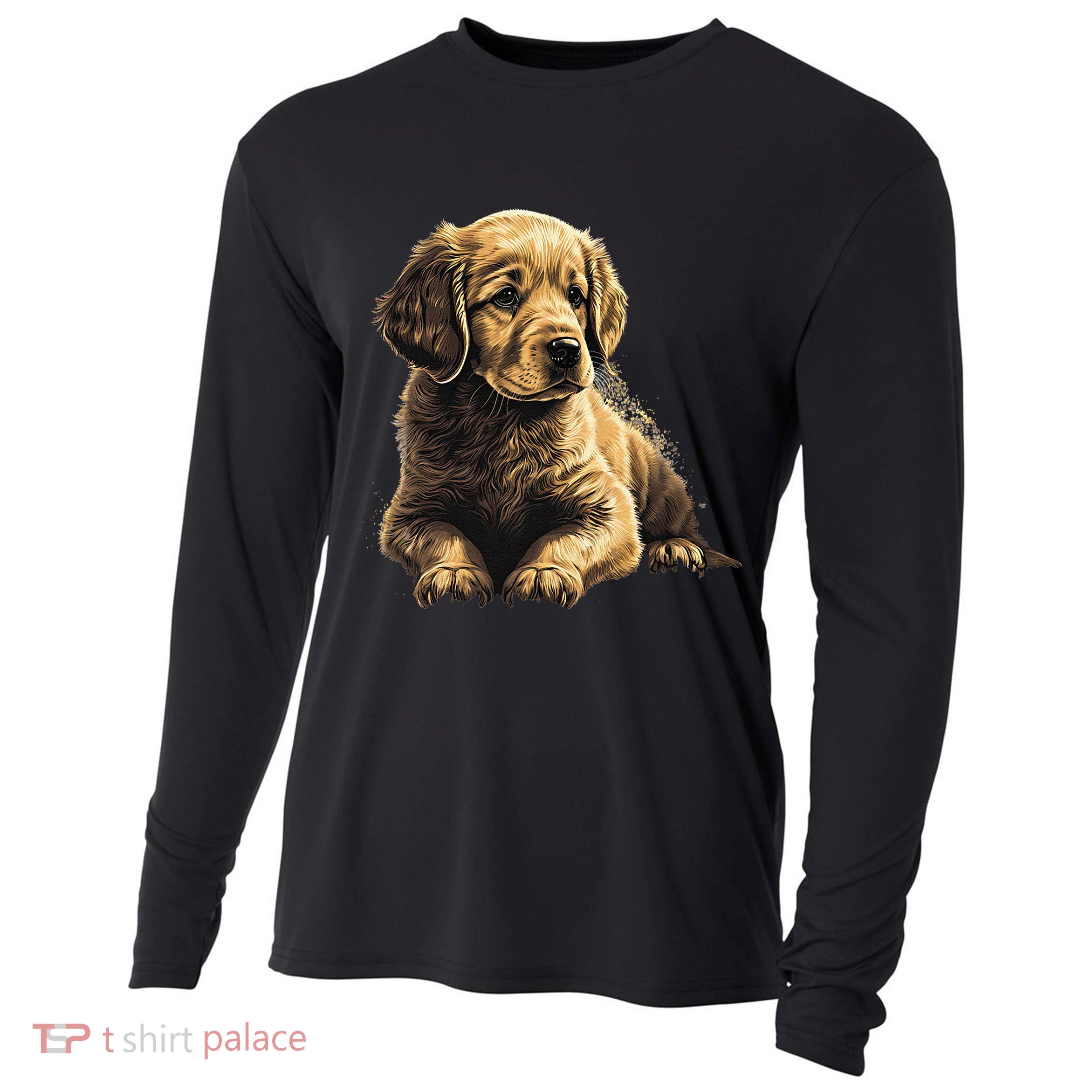 Funny Golden Retriever Puppy Puppies Cooling Performance Long Sleeve Crew