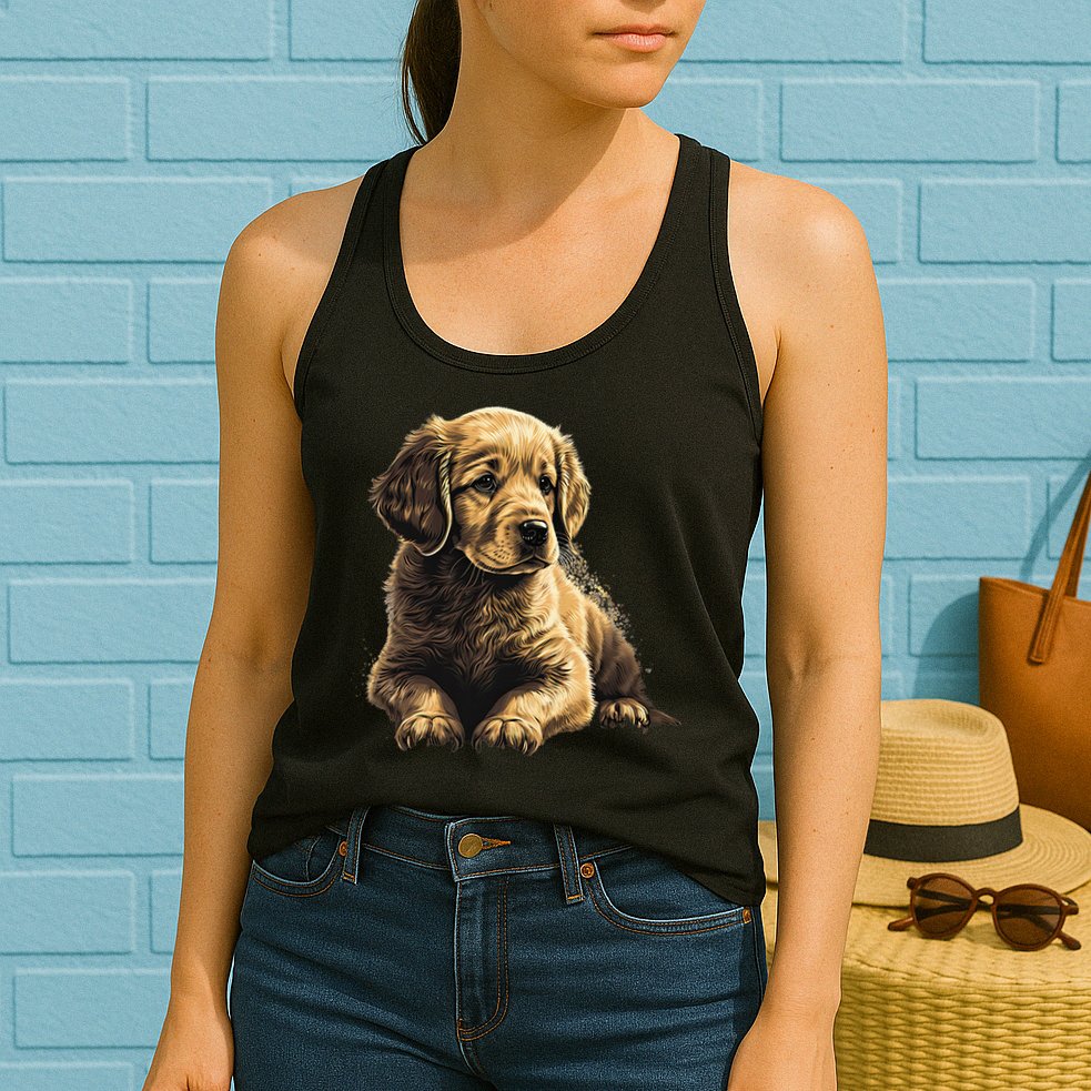 Funny Golden Retriever Puppy Puppies Womens Tank Top