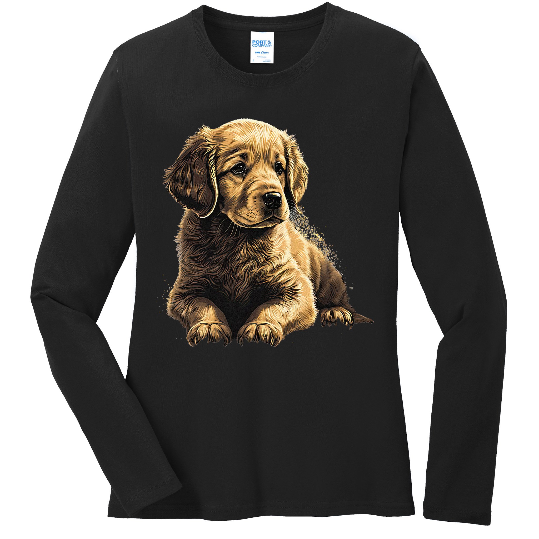 Funny Golden Retriever Puppy Puppies Ladies Long Sleeve Shirt