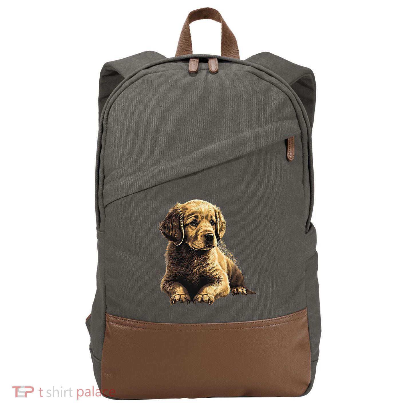 Funny Golden Retriever Puppy Puppies Cotton Canvas Backpack