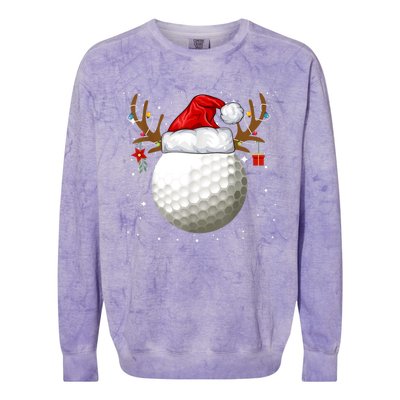 Funny Golf Reindeer Santa Hat Christmas Holiday Gifts TShirt Colorblast Crewneck Sweatshirt