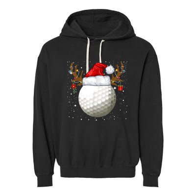 Funny Golf Reindeer Santa Hat Christmas Holiday Gifts TShirt Garment-Dyed Fleece Hoodie