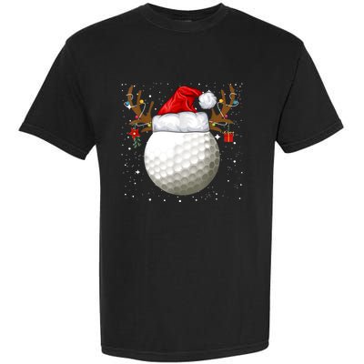 Funny Golf Reindeer Santa Hat Christmas Holiday Gifts TShirt Garment-Dyed Heavyweight T-Shirt