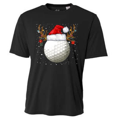 Funny Golf Reindeer Santa Hat Christmas Holiday Gifts TShirt Cooling Performance Crew T-Shirt