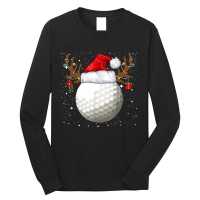 Funny Golf Reindeer Santa Hat Christmas Holiday Gifts TShirt Long Sleeve Shirt