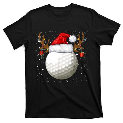 Funny Golf Reindeer Santa Hat Christmas Holiday Gifts TShirt T-Shirt