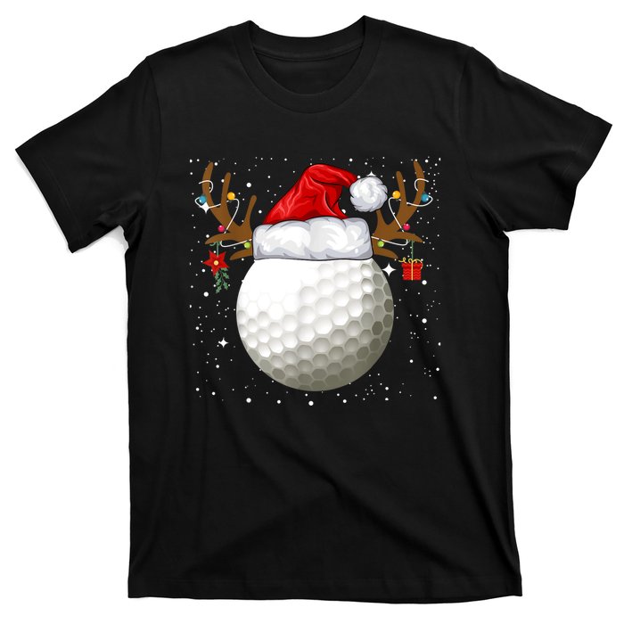 Funny Golf Reindeer Santa Hat Christmas Holiday Gifts TShirt T-Shirt