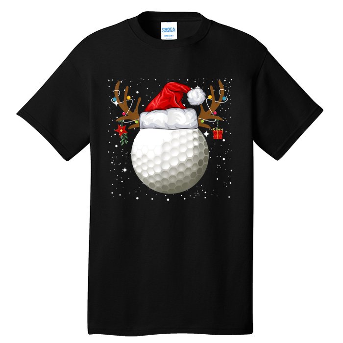 Funny Golf Reindeer Santa Hat Christmas Holiday Gifts TShirt Tall T-Shirt