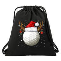 Funny Golf Reindeer Santa Hat Christmas Holiday Gifts TShirt Drawstring Bag