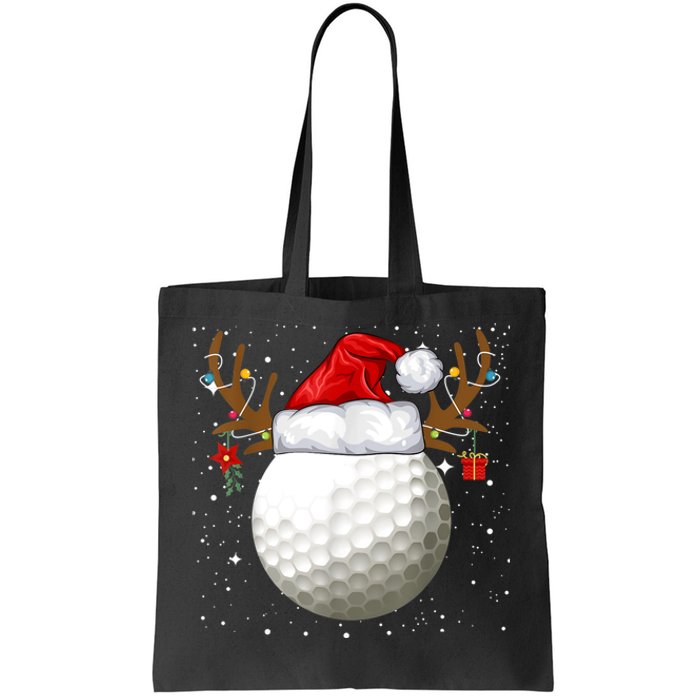 Funny Golf Reindeer Santa Hat Christmas Holiday Gifts TShirt Tote Bag