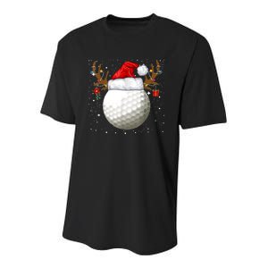 Funny Golf Reindeer Santa Hat Christmas Holiday Gifts TShirt Youth Performance Sprint T-Shirt