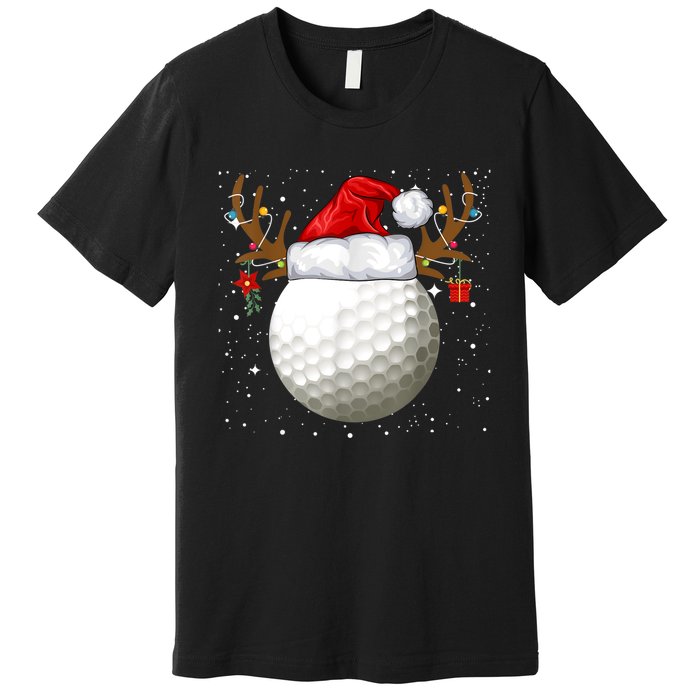 Funny Golf Reindeer Santa Hat Christmas Holiday Gifts TShirt Premium T-Shirt