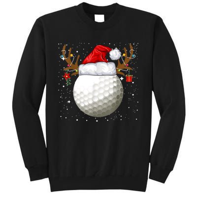 Funny Golf Reindeer Santa Hat Christmas Holiday Gifts TShirt Tall Sweatshirt