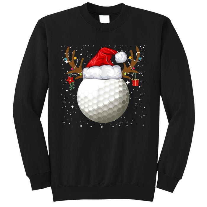 Funny Golf Reindeer Santa Hat Christmas Holiday Gifts TShirt Tall Sweatshirt