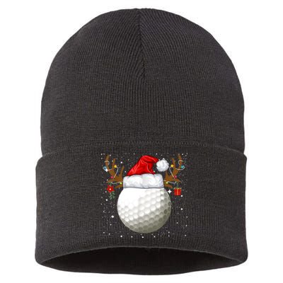 Funny Golf Reindeer Santa Hat Christmas Holiday Gifts TShirt Sustainable Knit Beanie