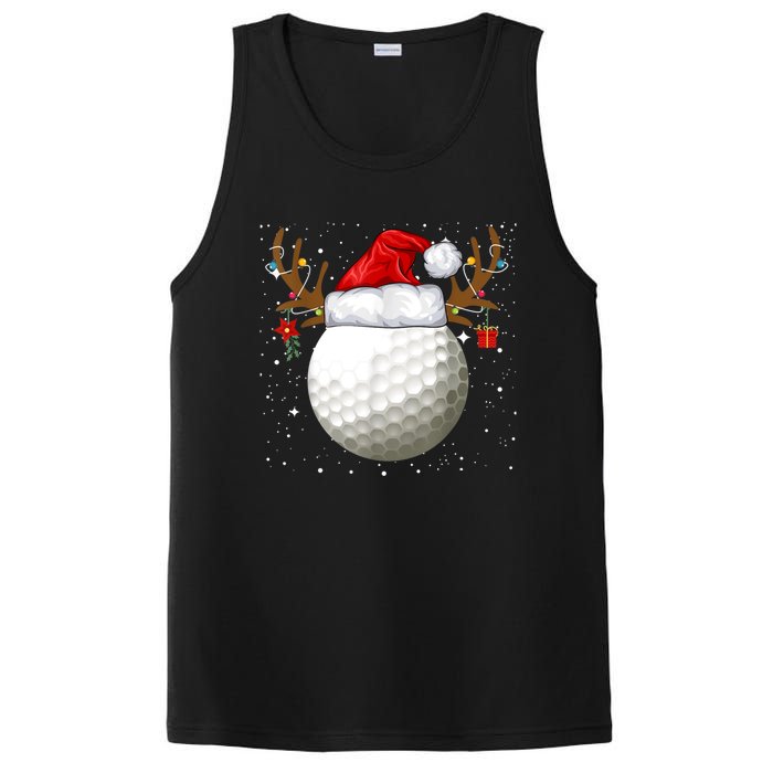 Funny Golf Reindeer Santa Hat Christmas Holiday Gifts TShirt PosiCharge Competitor Tank