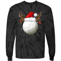 Funny Golf Reindeer Santa Hat Christmas Holiday Gifts TShirt Tie-Dye Long Sleeve Shirt