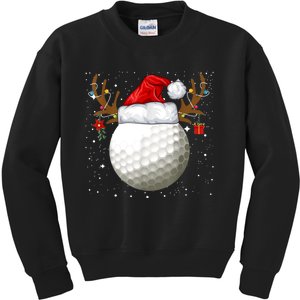 Funny Golf Reindeer Santa Hat Christmas Holiday Gifts TShirt Kids Sweatshirt