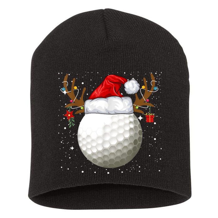 Funny Golf Reindeer Santa Hat Christmas Holiday Gifts TShirt Short Acrylic Beanie