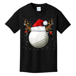 Funny Golf Reindeer Santa Hat Christmas Holiday Gifts TShirt Kids T-Shirt